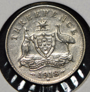 Australia 1918 3 Pence Kangaroo animal Emu  292013 combine shipping
