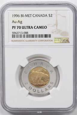 Canada 1996 2 Dollars gold NGC PF70 UC BI-MET Au-Ag AGW:0.1846 ASW:0.1636 NG1629