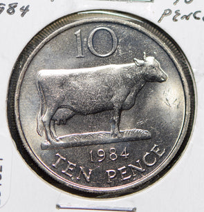 Guernsey 1984 10 Pence Cow animal  291921 combine shipping