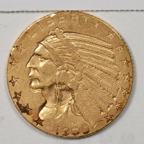 1909 D 5 Dollars gold $5 Gold Indian Head GL0214 combine shipping