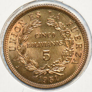 Bolivia 1951 H 5 Bolivianos UNC 295603 combine shipping