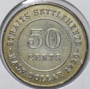 Straits Settlements 1920 50 Cents 294683 combine shipping