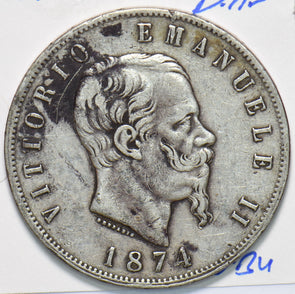 Italy 1874 5 Lire 490224 combine shipping