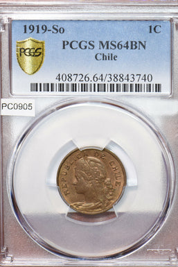 Chile 1919 So Centavo PCGS MS64BN PC0905 combine shipping