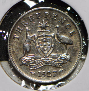 Australia 1927 3 Pence Kangaroo animal Emu  292027 combine shipping