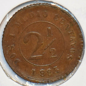 Colombia 1885 2 1/2 Centavos 296733 combine shipping