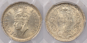 India British 1943 B 1/4 Rupee PCGS MS 64 SW-9.89 PI0192 combine shipping