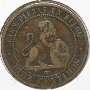 Spain 1870 10 Centavos Lion animal 150534 combine shipping