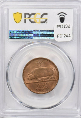 Ireland 1939 1/2 Penny Sow with piglets animal PCGS MS 65 RED Rare in Red PC1244