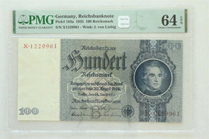 Germany 1935 100 Reichsmark PMG Choice UNC 64EPQ Reichsbanknote. Pick # 183a Wm