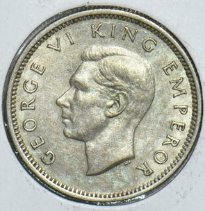 New Zealand 1939 6 Pence Silver Huia bird 491552 combine shipping