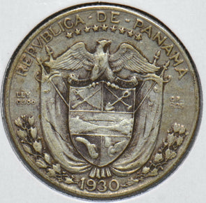 Panama 1930 Silver 1/4 Balboa 292657 combine shipping