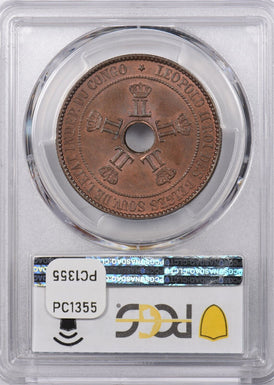 Belgian Congo 1888 10 Centimes PCGS MS 65+ BROWN Congo Free State PC1355 combine