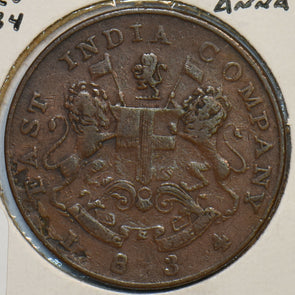 India British 1834 1/2 Anna East India Co 195503 combine shipping