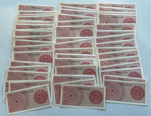Indonesia 1964 25 Sen Lot of 58 CU notes. PK#92 BL0083 combine shipping