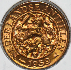 Netherlands Antilles 1959 Cent Lion animal 192296 combine shipping