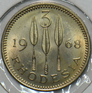 Rhodesia 1968 3 Pence BU 297420 combine shipping