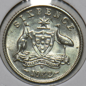 Australia 1942 D 6 Pence Kangaroo animal Emu 195606 combine shipping