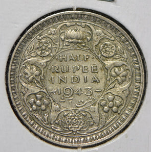 British India 1943 1/2 Rupee  900712 combine shipping