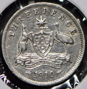 Australia 1910 3 Pence Kangaroo animal Emu  191504 combine shipping