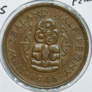 New Zealand 1945 1/2 Penny 198928 combine shipping