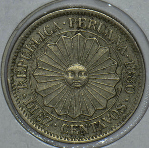 Peru 1880 10 Centavos 150428 combine shipping