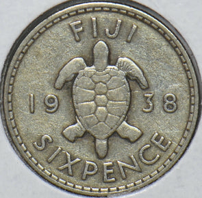 Fiji 1938 6 Pence Turtle animal 295829 combine shipping