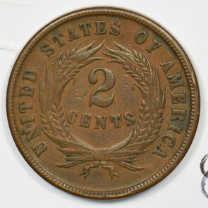 1864 Two Cents Lg motto. AU U0195