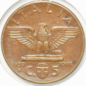 Italy 1939 5 Centesimi Eagle animal Vittorio Emanvele III 293006 combine shippin