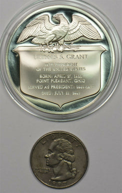 1980 's Medal Proof Ulysses S Grant in capsule 1.2oz pure silver Franklin Mint