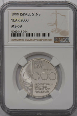 Israel 1999 New Sheqel silver NGC MS 69 Year 2000 NG1513 combine shipping