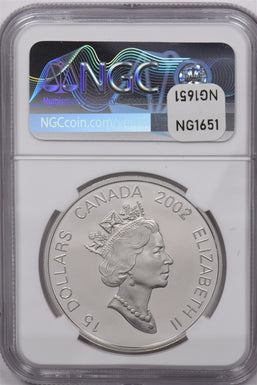 Canada 2002 15 Dollars Silver NGC Proof 69 Ultra Cameo Lunar Cameo Series Gilt Y