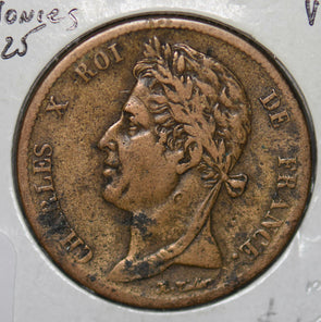 French Colonies 1825 5 Centimes  290032 combine shipping