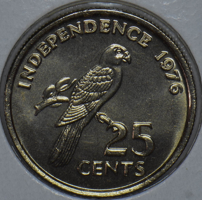 Seychelles 1976 25 Cents Black Parrot animal 290809 combine shipping