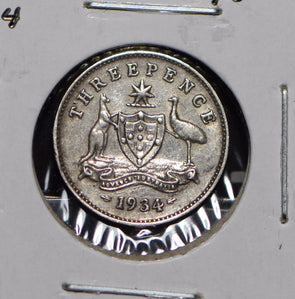 Australia 1934 3 Pence Kangaroo animal Moorhen  191269 combine shipping