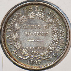 Bolivia 1897 50 Centavos Eagle animal Alpaka 295448 combine shipping