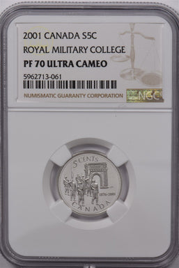 Canada 2001 5 Cents Silver NGC Proof 70 Ultra Cameo Royal Military College Perfe