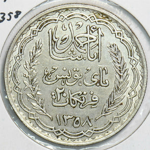 Tunisia 1939 1358 AH 20 Francs T0119 combine shipping