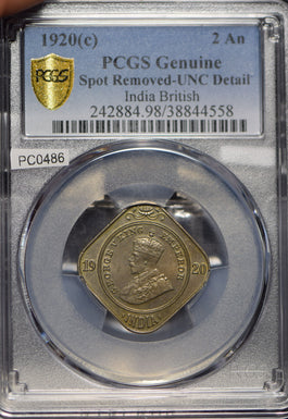 British India 1920 2 Annas PCGS UNC PC0486 combine shipping