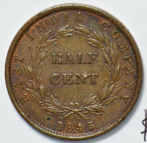 Straits Settlements 1845 1/2 Cent I0499 combine shipping