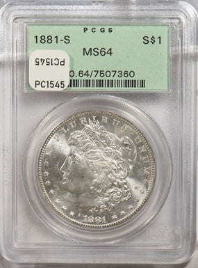 1881-s Morgan Dollar Silver Morgan dollar PCGS MS64 PC1545