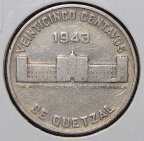 Guatemala 1943 25 Centavos Quetzal animal  150111 combine shipping