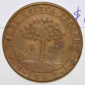 Honduras 1862 4 Pesos H0206 combine shipping