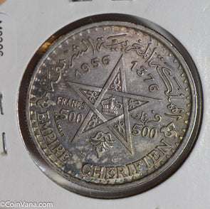 Morocco 1956 500 Francs silver lustrous M0306 combine shipping