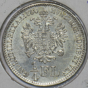 Austria 1860 B 1/4 Florin Eagle animal 295051 combine shipping