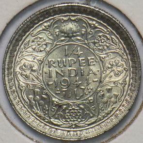 India British 1944 George VI 1/4 Rupee 293170 combine shipping