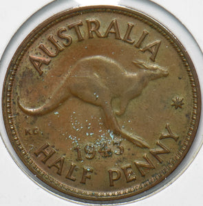 Australia 1943 1/2 Penny Kangaroo animal Georgivs VI 902219 combine shipping