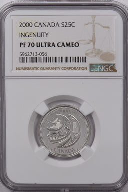 Canada 2000 25 Cents Silver NGC Proof 70 Ultra Cameo Ingenuity Perfect 70 NG1594
