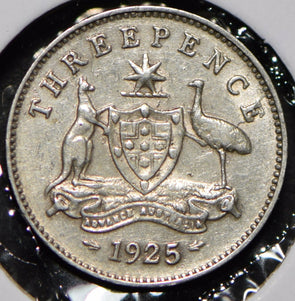 Australia 1925 3 Pence Kangaroo animal Emu  191451 combine shipping