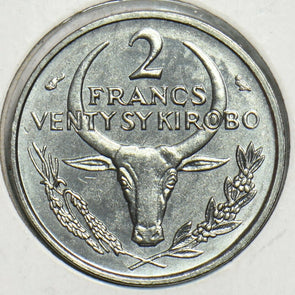 Madagascar 1965 2 Francs Ox animal BU Malagasy Republic 904289 combine shipping